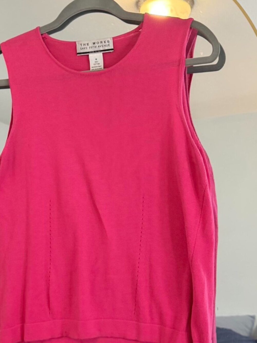 Saks Fifth Avenue Hot Pink Sleeveless Top Size Medium | 100% Cotton